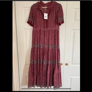 Free People, Rare Feeling High-neck Floral-print Woven Midi Dress, Mauve